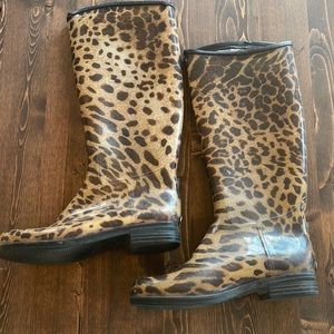 däv Leopard Print Rainboots